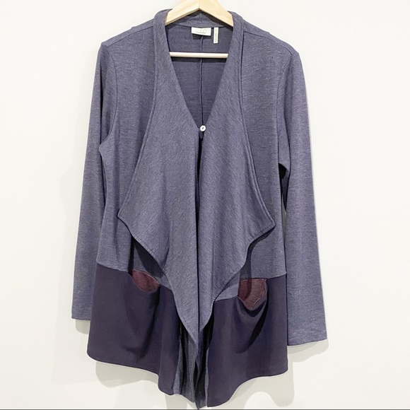 LOGO by Lori Goldstein Sweaters - LOGO LOUNGE Women’s Open Cascade Cardigan, Size M